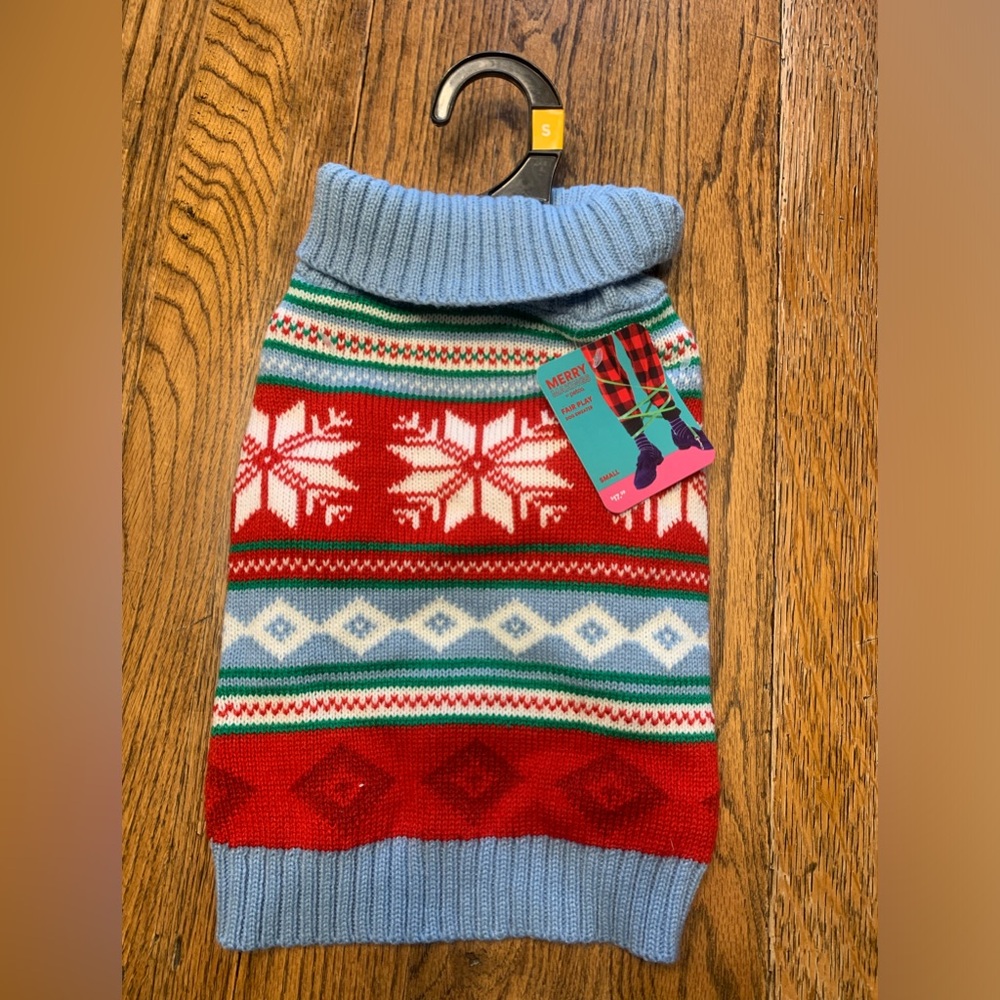 New dog sweater, small.